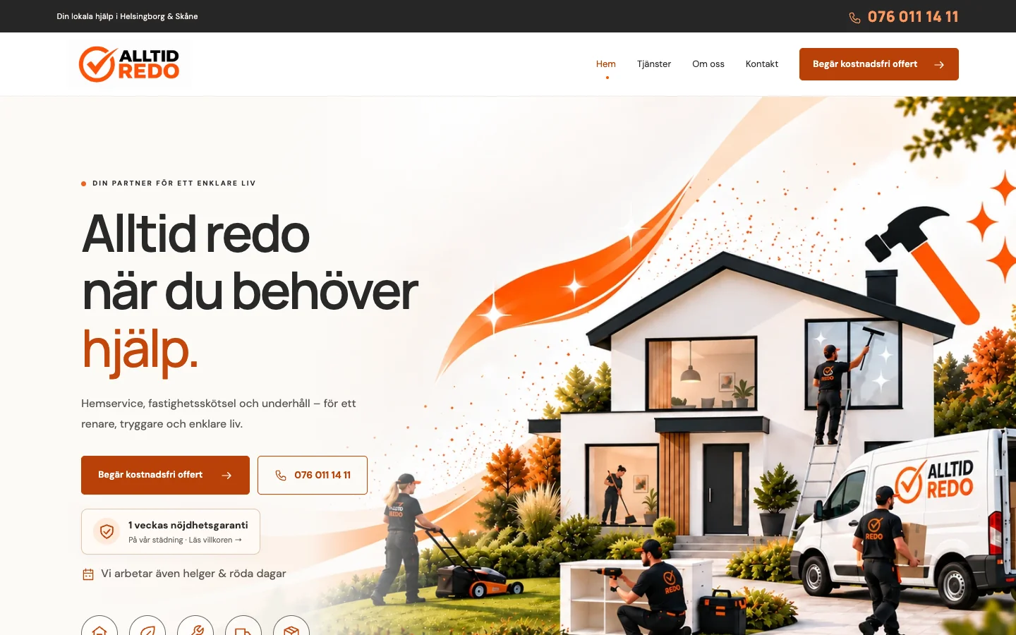 Alltid Redo service business homepage in Sweden